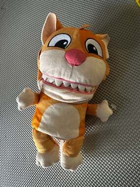 ToyMonster Chatter Chompers Orange Tabby Cat Interactive Plush 6.5"